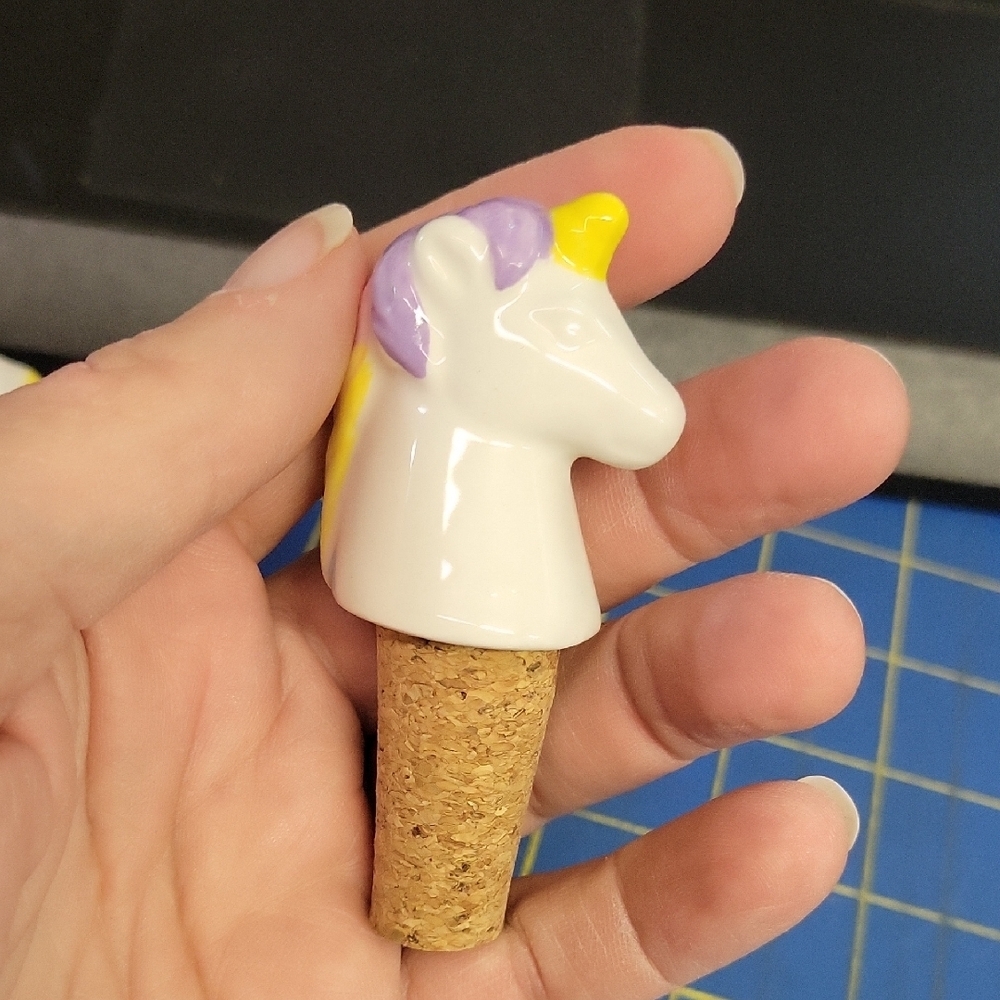 Ceramic Unicorn Bottle Stopper Wine Cork New